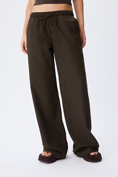 Stradivarius Linen blend drawstring trousers