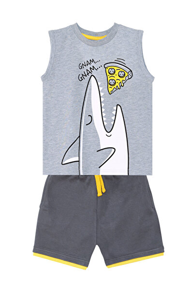 MSHB&G Boy's Pizzeria Shark Summer Sleeveless T-shirt and Shorts Set