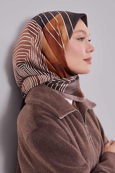 Levidor Coffee Patterned Twill Silk Scarf