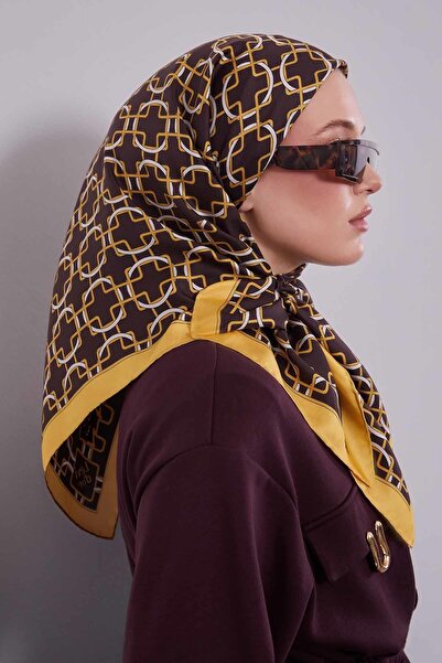 Levidor Yellow Elliptical Pattern Twill Silk Scarf