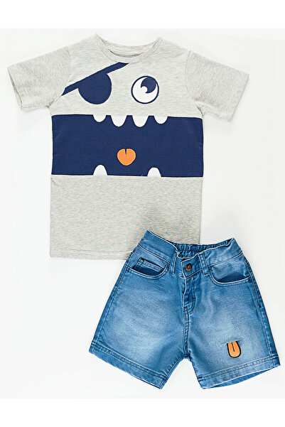 Denokids Maceraperest Erkek Çocuk T-shirt Denim Şort Takım