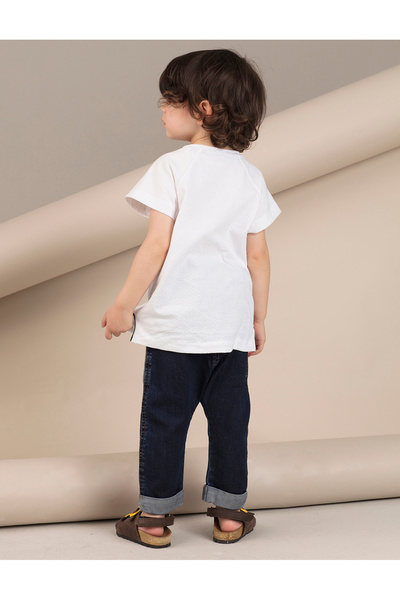 Ollie&Olla Pat Detailed Boy's White T-Shirt