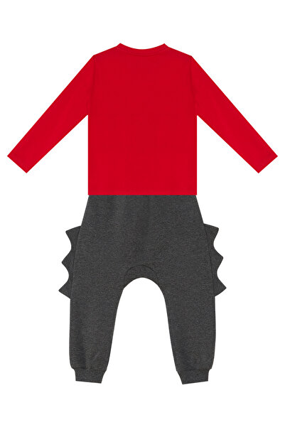 Denokids Boy's Winter T-shirt and Trousers Set - Caterpillar Dino