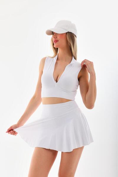 Rosy Live in style Set de fustă de tenis și crop top Kloş croială cu pantalon...