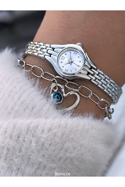 Bonicce Rose Color Vintage Metal Band Women's Wrist Watch - Minimal Case (Diameter 20mm) Bracelet