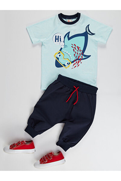 Denokids Hi Shark Boy's T-shirt Capri Shorts Set
