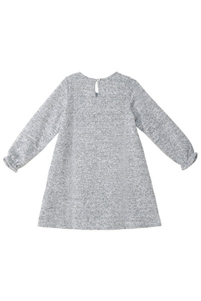 MSHB&G Dívčí šedý vzor květů máku - elastické šaty s dlouhým rukávem