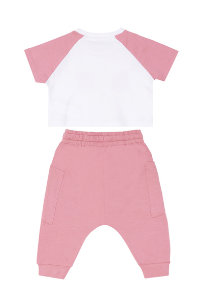 Denokids Cat Maviş Girl's T-shirt Capri Shorts Set