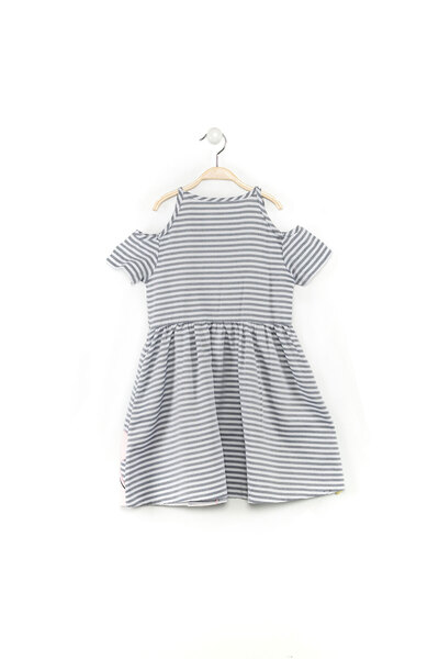 MSHB&G Gray Striped Girl's Summer Dress with Shoulder Hollow Out