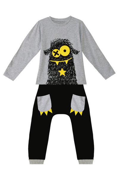 Denokids Boy's Xo Ponçik T-shirt and Trousers Set - Pocket Detailed