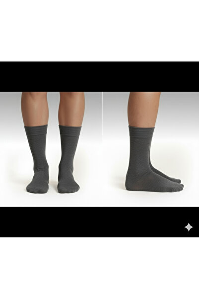 belincia Bambu Men's Socket Long Straight Anthracite Socks Stitch-Free 6-Pack