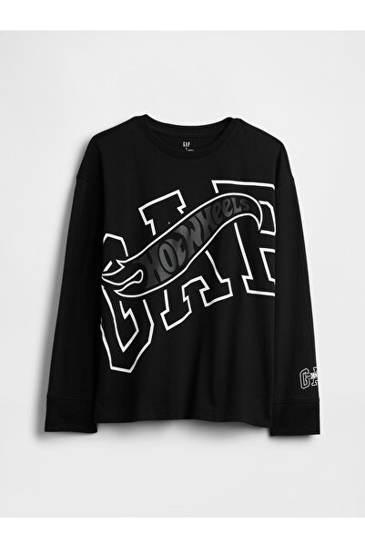 GAP Erkek Çocuk Siyah Logo Grafik T-Shirt