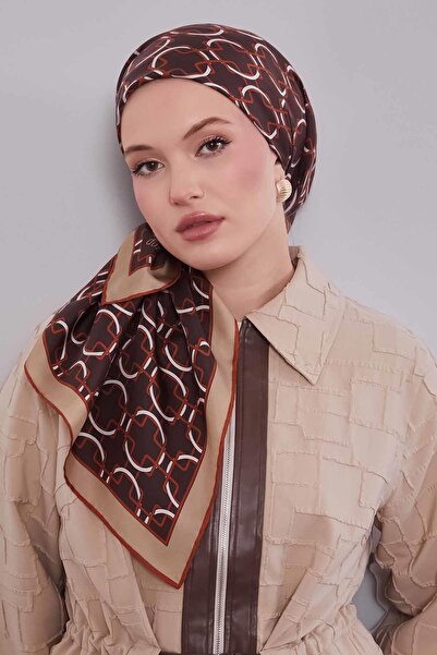 Levidor Coffee Elliptical Pattern Twill Silk Scarf