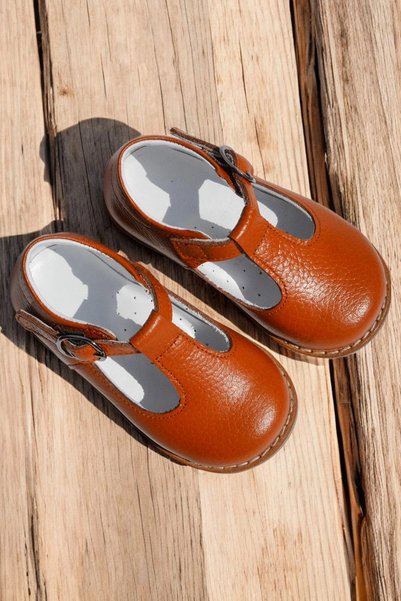 Cevoclub kids Genuine Leather Orthopedic İlkadım Shoes Tan Cv-336