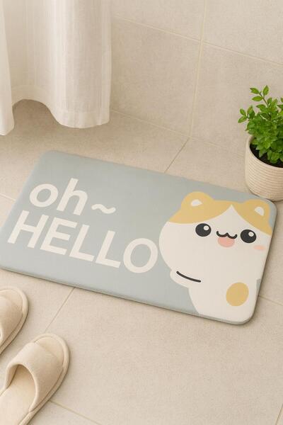 OEM Bath mat, silicone and diatomaceous earth, super absorbent, non-slip, light grey, 40 x 60 cm