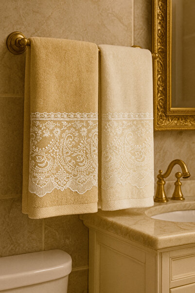 Çeyiz Bahçesi طقم مناشف مخملية مزدوجة المهر ليزا 50&90