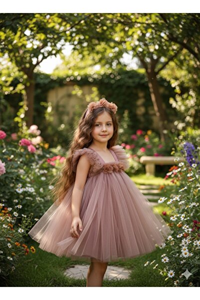 TREND NATURAL Kız Çocuk Tül Abiye Elbise Özel Gün Parti Doğum Günü (6 Ay 1 Yaş 2 Yaş 3 Yaş 4 Yaş)
