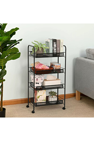 Viyogo Slim metal stand with 4 levels, 360° rotatable, 44 (L) x 20 (w) x 98 (H) cm, black