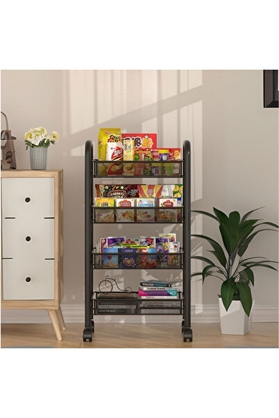 Viyogo Slim metal stand with 4 levels, 360° rotatable, 44 (L) x 20 (w) x 98 (H) cm, black