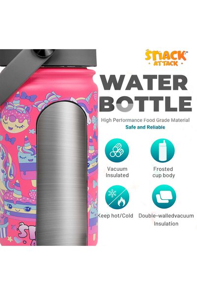 Snack Attack SA Kids Water Bottle for School Insulated with Straw Lid