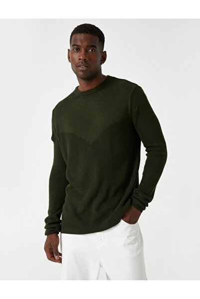 Koton Khakifarbener Herrenpullover 3WAM70041HT