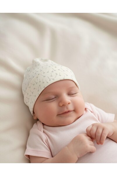 Alpar Tekstil Double Layer Soft Cotton Combed Baby Beanie - 3-6 Months, Girl-Boy, Beige