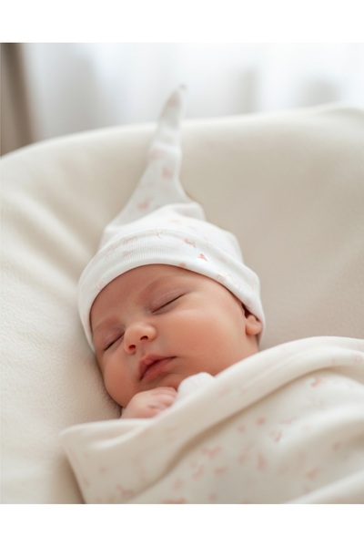 Alpar Tekstil Double Layer Soft Cotton Combed - Baby Girl/Boy 0-3 Months Cream Beanie