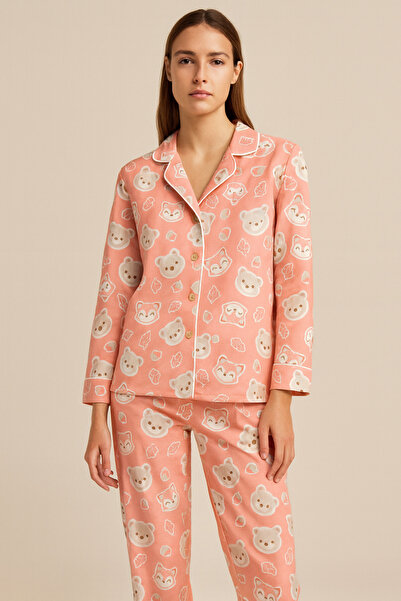 BONY SOCKS Women's Animal Pattern Buttoned Pajama Set