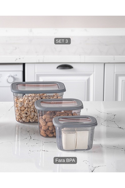 Mira Home SET OF 3 DEEP STORAGE CONTAINERS WITH LID - 800 ml -1.3 lt - 2.3 lt