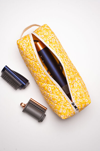 estrella paris Papatya XL Size Bag Travel Case for Dy-Son Airwrap and All Hair Styler Tools Yellow Square