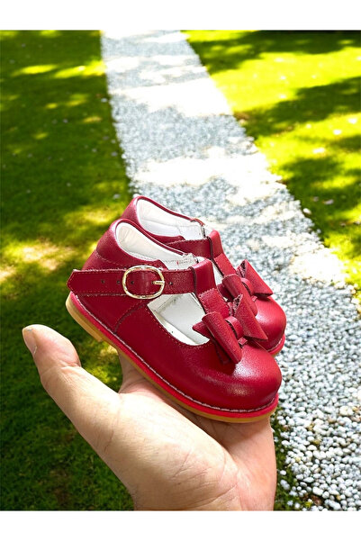 Cevoclub kids حذاء إرشادام من الجلد الطبيعي باللون الأحمر CV-472