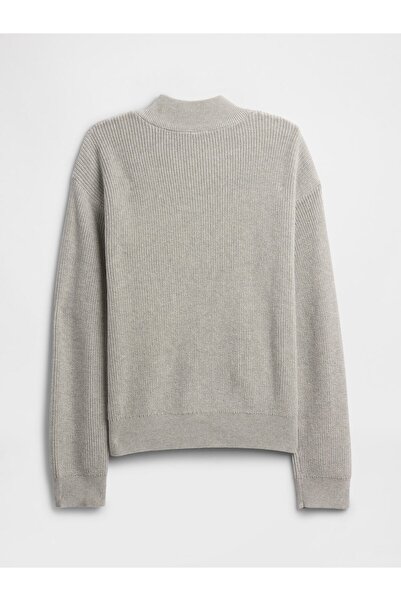 GAP Erkek Çocuk Gri Half-Zip Mockneck Kazak