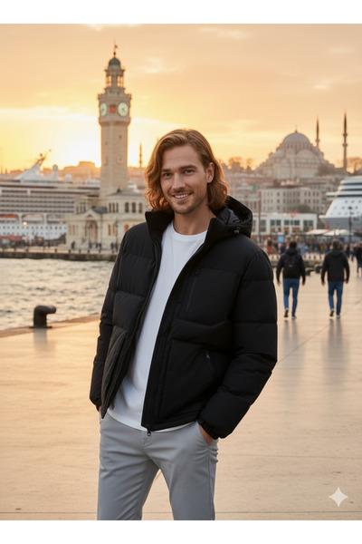 Jack & Jones Men's Hooded Zippered Puffer Coat - Otto