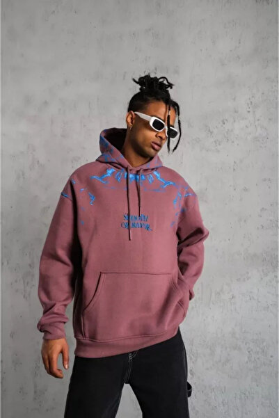 ARONA Mdb Men's Lightning Printed Hoodie Weat Dusty Rose