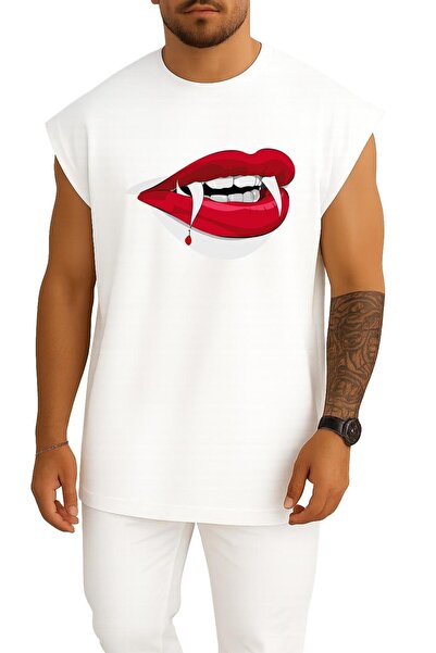 Bahriyeli Collection supradimensionat Dracula Vampire, maiou cu design de pie...