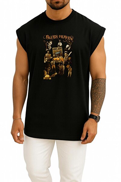 Bahriyeli Collection Oversized Blues Heaven Chest Design Tank Top