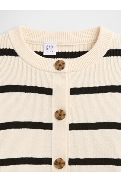 GAP Kız Çocuk Krem Relaxed Çizgili Kazak