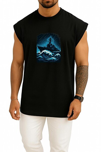 Bahriyeli Collection سترة بدون أكمام بتصميم فورسيست دستروير كبير الحجم – تصمي...