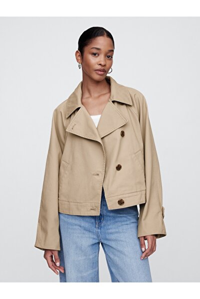 GAP Women's Beige Cropped Trench Coat