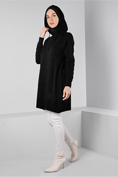 Alvina QUILTED DETAILED HOODED KNITWEAR TUNIC 43162