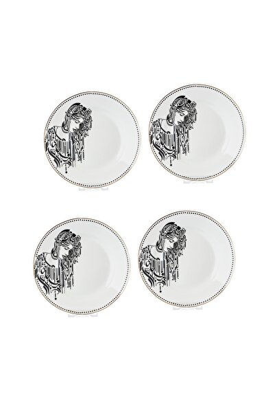 HIC flat porcelain dessert plates 4 Piece set