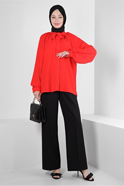 Alvina Tie Detailed Collar - Blouse 43869