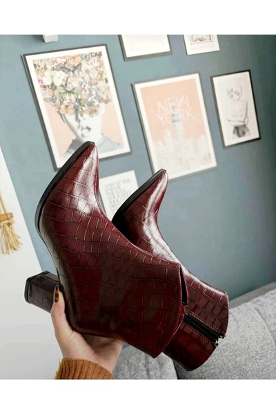 v.s.h velvet Dámské klasické dámské boty s krokodýlím vzorem se špičatou špičkou na silném podpatku s bočním zipem