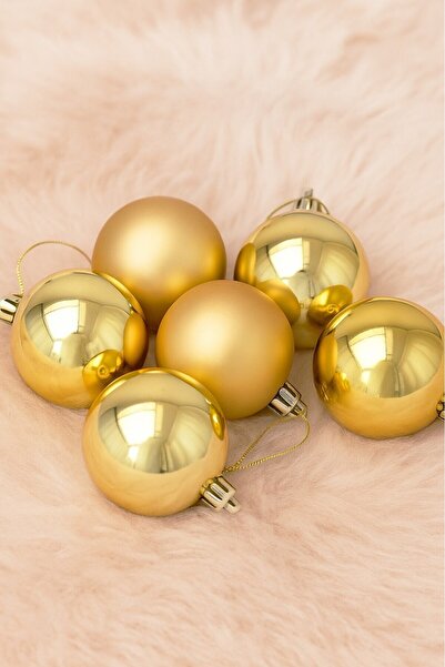 BeySüS Χριστουγεννιάτικο στολίδι για χριστουγεννιάτικο δέντρο 5 εκ. 6 τμχ Χρυσό