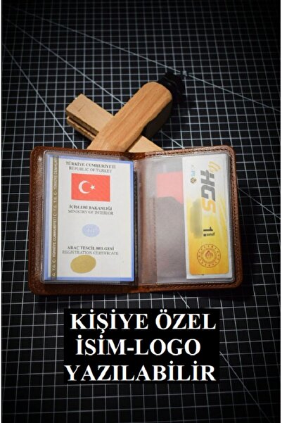 FH LEATHER GOODS Hakiki Deri Araç Ruhsat Kabı Kılıfı (PREMIUM)(HEDİYE ISİM VE...