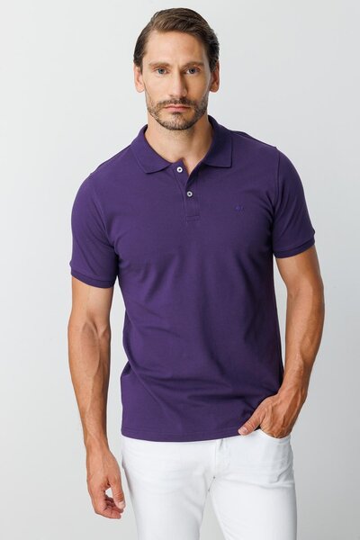 İgs Men's Purple Modernfit / Slim Fit Polo Collar T-Shirt