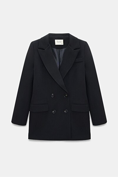 Saade Kruvaze Kapama Düğme Detaylı Blazer Dokuma Ceket