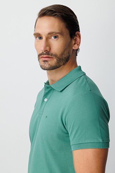 İgs Men's Green Modernfit / Slim Fit Polo Collar T-Shirt