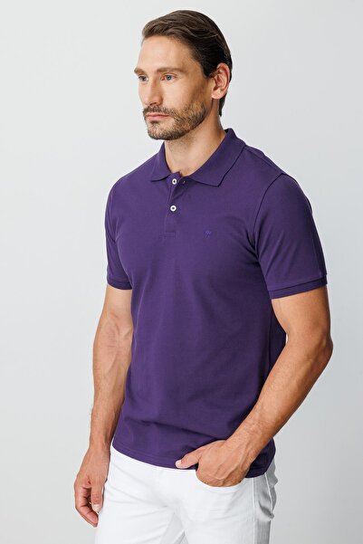 İgs Men's Purple Modernfit / Slim Fit Polo Collar T-Shirt