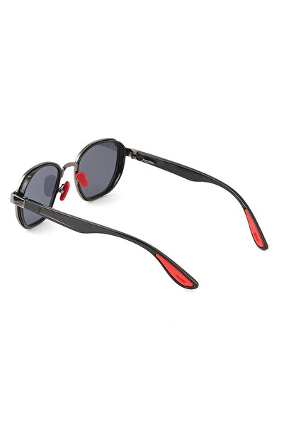 Angel Eyes Corner Design Gray/Black Frame Black Glass Sunglasses